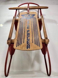 lot 96 image: Vintage Wooden ACE PACER Snow Sled