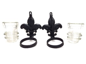 lot 145 image: Cast Iron Wall Candle Sconce wInsulator Holders