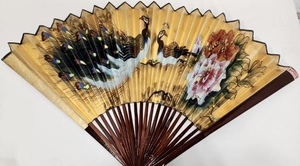 lot 146 image: Vintage Hand Painted Oriental Fan wPeacock