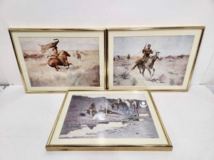 lot 149 image: 3 Framed FREDERIC REMINGTON Old Western Prints