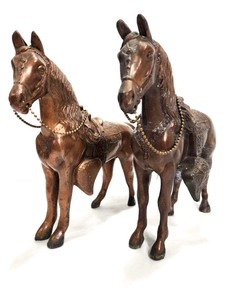 lot 171 image: 2 Larger Vintage Cast Metal Horse Statues