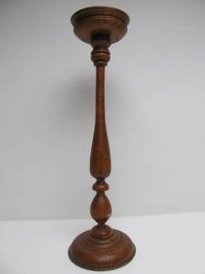 lot 201 image: Antique Turned Oak Candle Table Stand