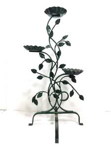 lot 102 image: Vintage Wrought Iron 3-Tiered Plant Stand