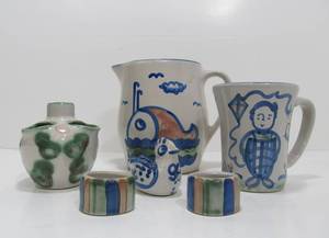 lot 104 image: Great Group of Vintage 1960s Signed M.A. HADLEY Stoneware Pottery 