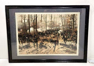lot 223 image: Awesome Antique 1880s Civil War Lithograph - Battle of Shiloh