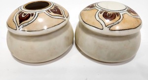 lot 266 image: Pair of Antique Hand Painted Signed Bavarian Porcelain Dresser Jars