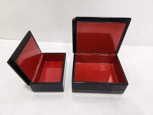 lot 295 image: 2 Vintage Hand Painted Russian Lacquered Wood Boxes