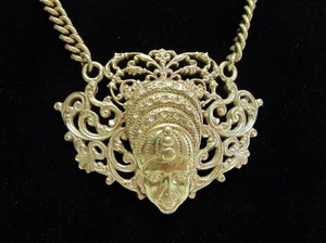 lot 60 image: HUGE Ornate Vintage Lucien Piccard Pendant & Chain Necklace