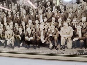 lot 307 image: Vintage 1935 Raymond Bros Motor Transportation Trucking Company Panoramic Photo