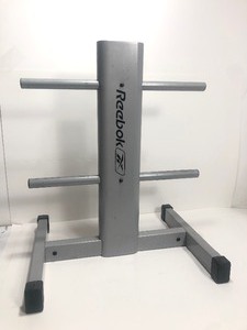 lot 334 image: Weight Set w Weight Rack Straight & Bent Bar etc