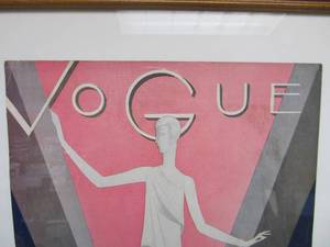 lot 338 image: Original VOGUE Magazine April 1928 Art Deco Paris Fashions Cover Framed