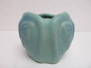 lot 343 image: Van Briggle Art Pottery Turquoise Butterfly  Moth Small Bulbous Vase Signed 3