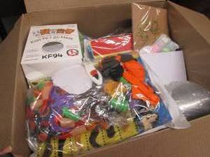 lot 40 image: Box of Assorted Small Overstock Ite...