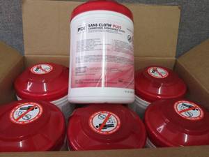 lot 196 image: Case of 12- 160 Canisters PDI Sani-...