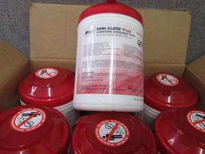 lot 199 image: Case of 12- 160 Canisters PDI Sani-...