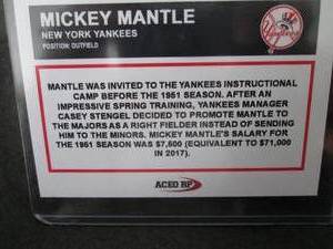 lot 272 image: Custom Print Mickey Mantle Card...