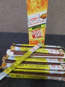 lot 340 image: Box of 18- 1.94 Slim Jim Sonic Chil...