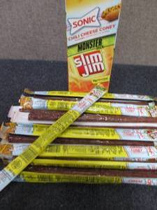 lot 342 image: Box of 18- 1.94 Slim Jim Sonic Chil...