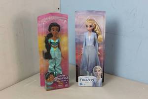 2 x Disney Princess - Royal Shimmer Jasmine & Elsa Doll