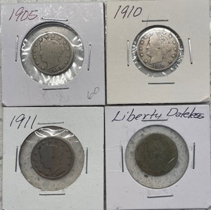 Four Liberty Head Nickels