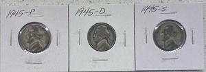Three Silver War Nickels - 1945 P, D, & S