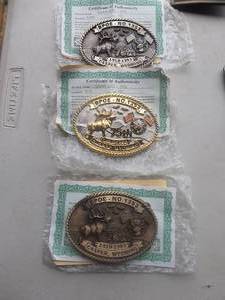 3-Belt Buckles Numbered & COA 75th Anniversary Casper Wyoming Elks