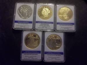 5-Eagle Or Double Eagle Replicas 1-Layered Platinum & 4 Layered Gold