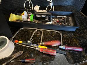 lot 42 image: Master Mechanic Tool Chest with Work Light, Level, and More