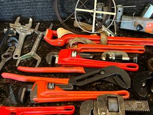 lot 45 image: Vintage Craftsman Tool Chest with Pipe Wrenches and More