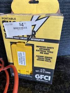 lot 66 image: GFCI Shock Stopper, Extension Cord, Orbital Sander