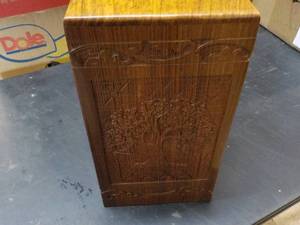 Carved Wood Box 6 x 6 x 11...