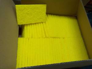 60 - 3 x 5 Yellow Scrubbing Pads...