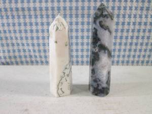 (FS) 2 - 6 Point Moss Agate Towers ...
