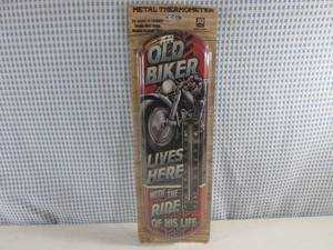 (H-1) Metal Thermometer An Old Bik...