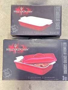 2 New Hells Kitchen Casserole & Baker Dishes