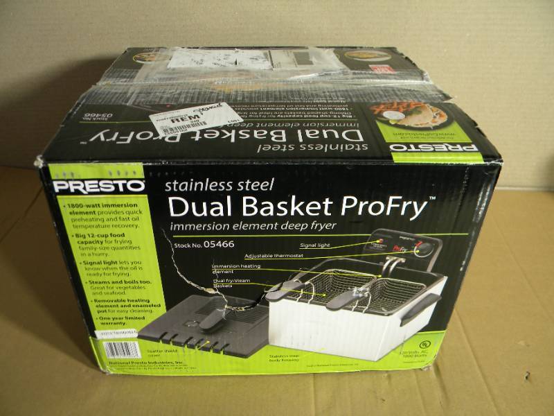 Presto 05466 Stainless Steel Dual Basket ProFry ImmersionElement Deep Fryer  New