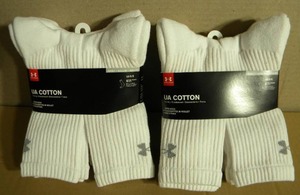lot 63 image: New  Lot of 2 - Under Armour Adult Cotton Crew Socks 6 Pairs (Large) - WhiteGray