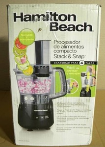 lot 117 image: New  Hamilton Beach 4-Cup Stack & Snap Compact Food Processor