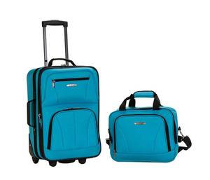 lot 59 image: New - Rockland 2-Pc. Softside Carry-On Luggage Set - Solid (Turquoise)