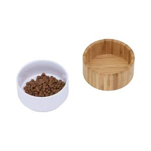 lot 68 image: New - Teamson Pets Billie Elevated Ceramic Pet Bowl with Bamboo Stand