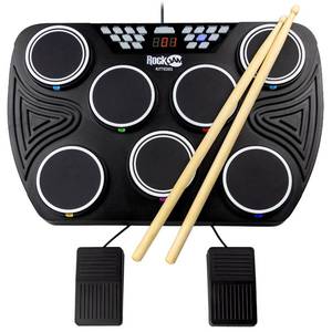 lot 72 image: New - RockJam 7-Pad Tabletop BluetoothMIDI Electronic Drum Kit