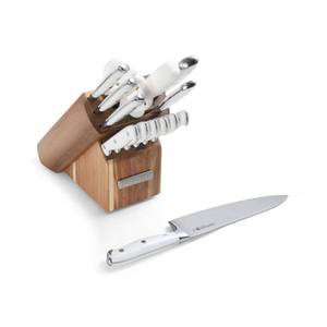 lot 91 image: New - Sabatier Triple-Riveted 15-Pc. Knife Block Set - White