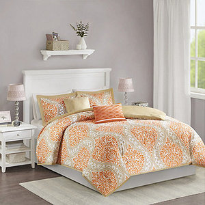lot 150 image: New  Intelligent Design Chelsea 5-Pc. Comforter Set - Orange, FullQueen