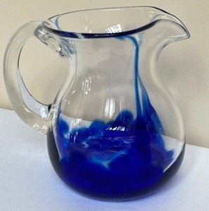 lot 100A image: Beautiful Hand Blown Cobalt Blue Pitcher