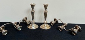 lot 38 image: Pair of Vintage Versatile Sterling Three Arm Gorham Candelabras