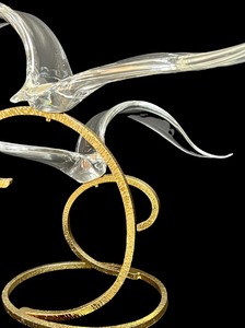 lot 8A image: Vintage Mid Century Modern Licio Zanetti Seagulls in Flight Glass Sculpture