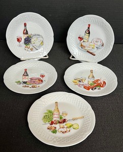 lot 165 image: Set of Five Philippe Deshoulieres Limoges Porcelain Desert Plates