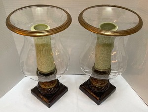lot 80 image: Pair of Hurricane Candle Holders by Castilian
