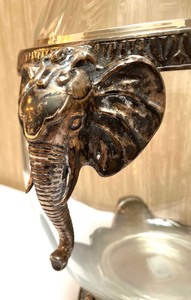 lot 81 image: Castilian Imports Crystal and Brass Urn with Elephant Accents - Castilian Imports Crystal and Brass Figural Urn
