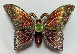 lot 63 image: Two Bedazzled Enameled Trinket Boxes including a Twos Company Butterfly Trinket Box